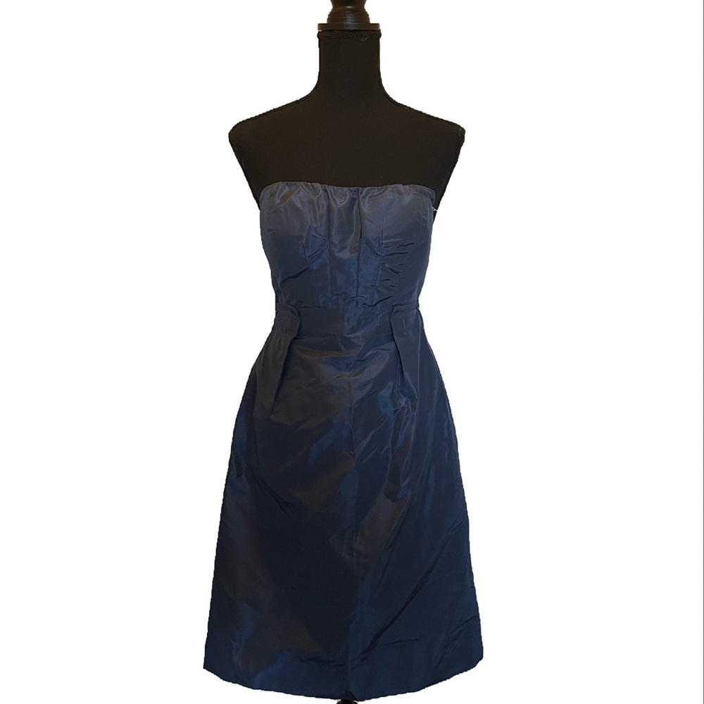 J Crew silk strapless bridesmaid dress blue size 0P